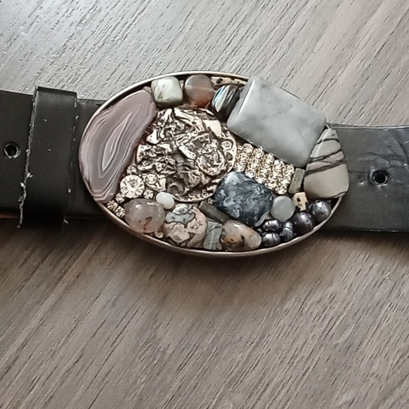Abstract Gemstone Belt Buckle (comes with free leather belt) Handmade - Picture 4 of 4